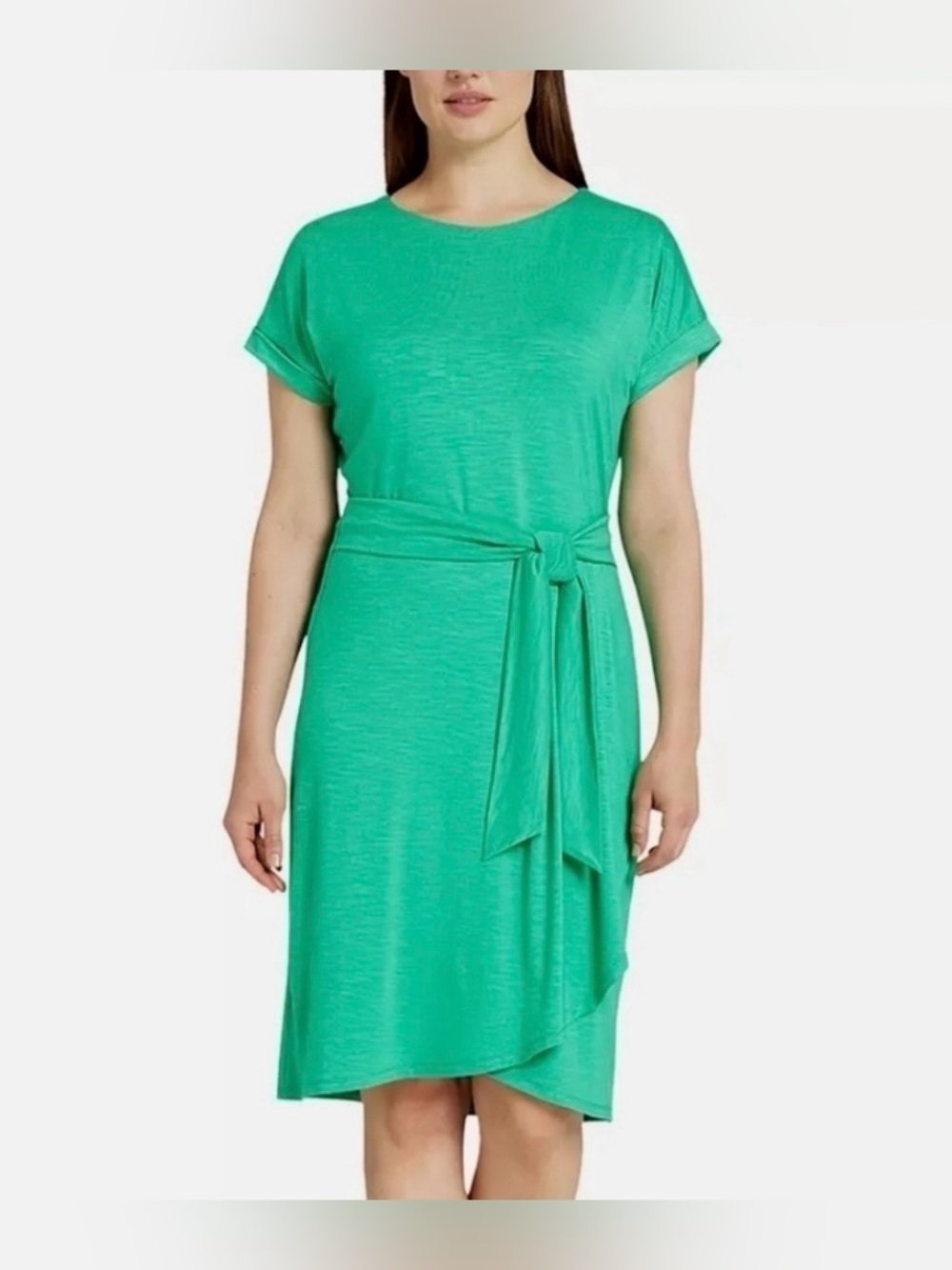 NEW Chaps by Ralph Lauren Size Medium Emerald Green Short Sleeve Dress - Picture 5 of 8